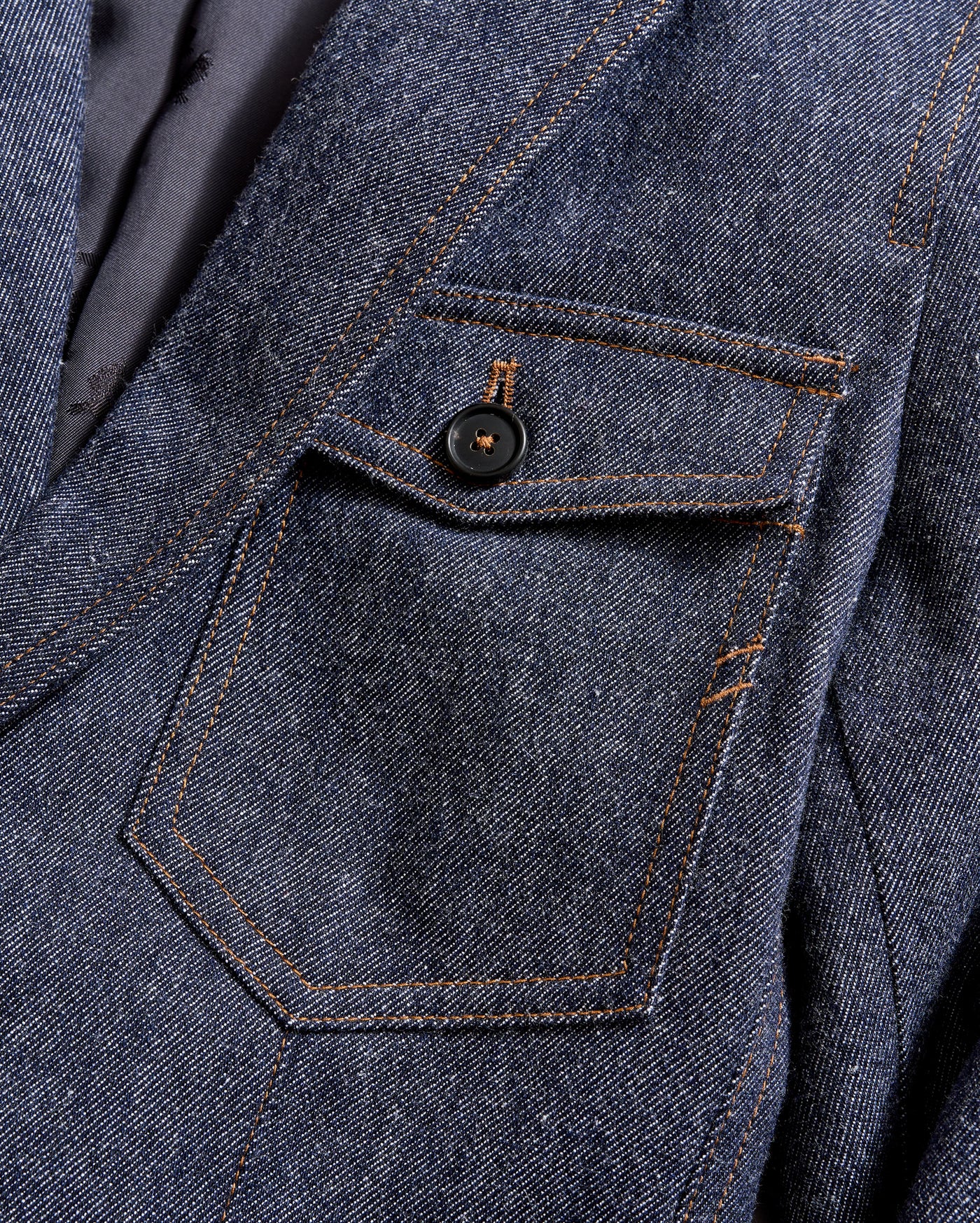 Wool Denim Blazer in Navy