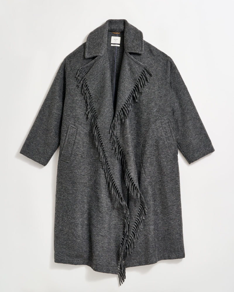 Long Blanket Fringe Coat