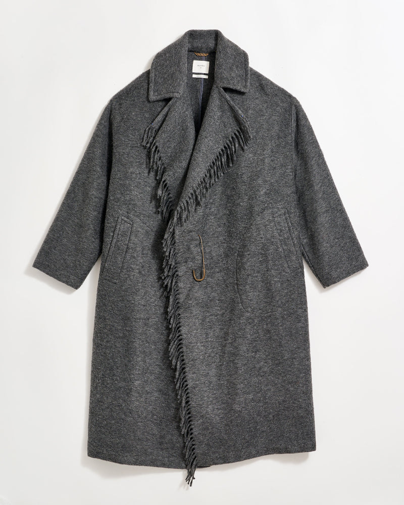 Long Blanket Fringe Coat