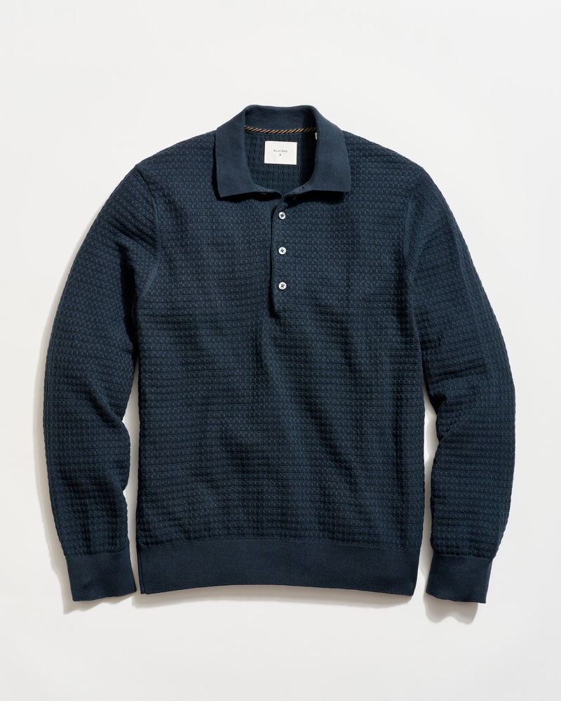 Long Sleeve Grid Links Sweater Polo