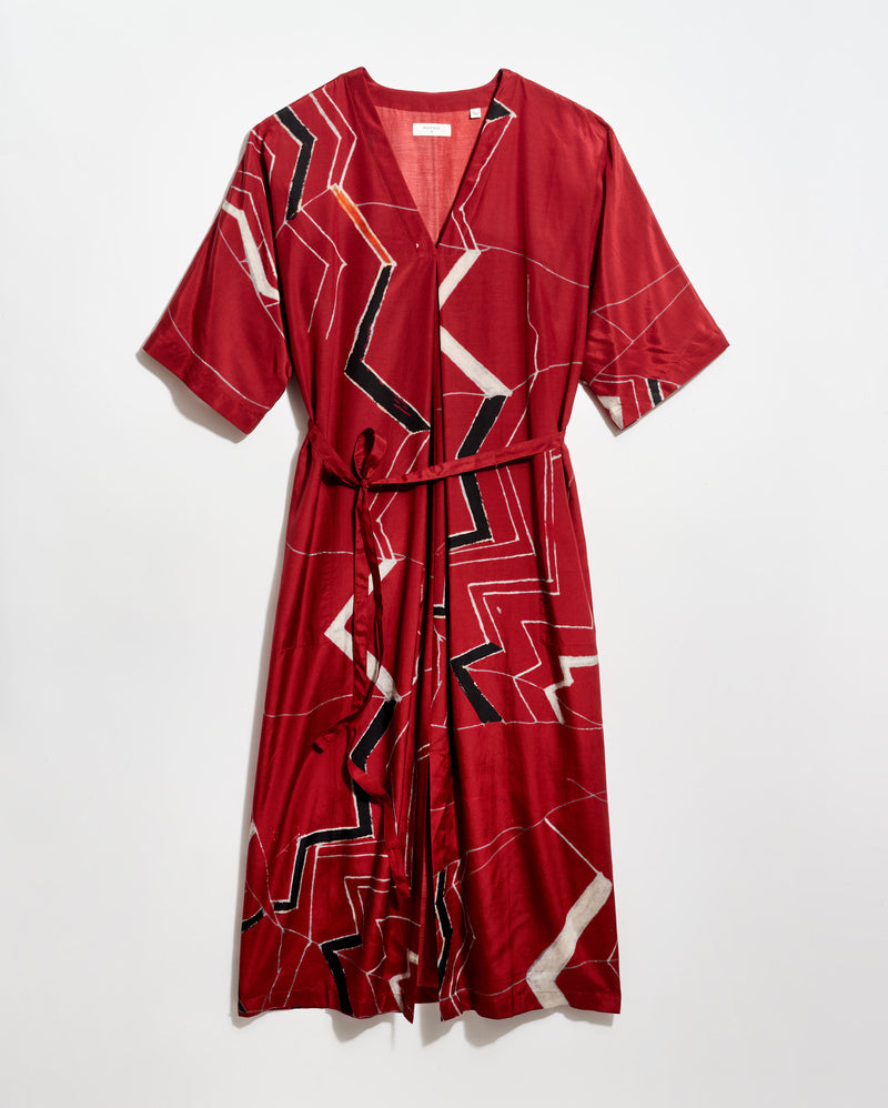 Mountain Silk V-Pleat Maxi Dress