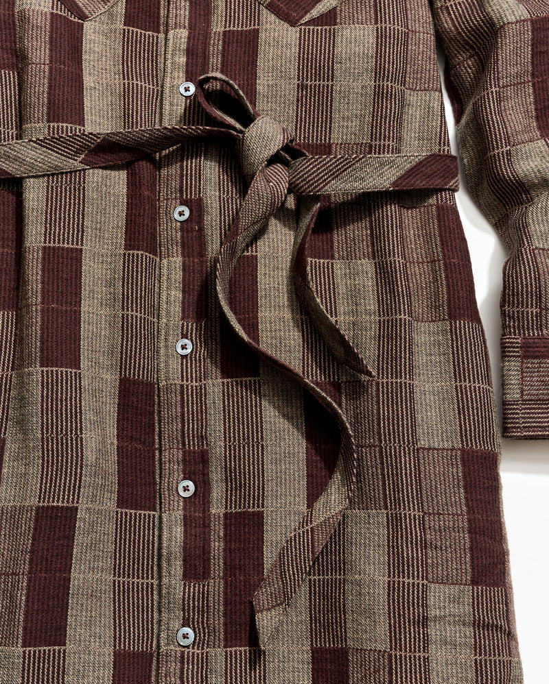 Abstract Heirloom Check Maxi Shirt Dress