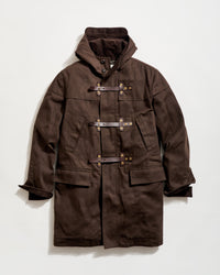 Waxed Canvas Duffle Coat in Rustic Brown