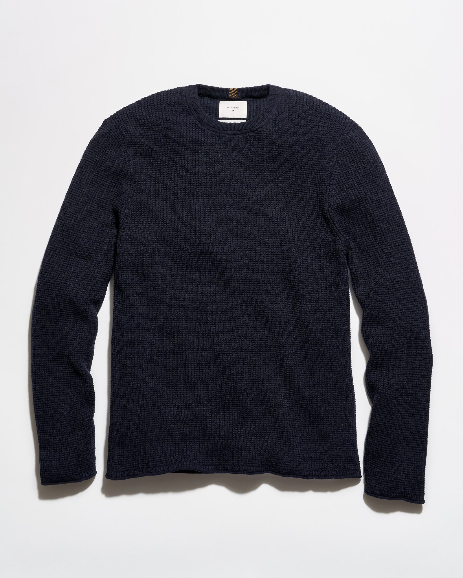 A waffle crew in blue on a grey background.