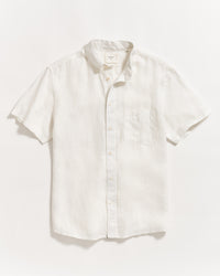 Short Sleeve Linen Tuscumbia Shirt Button Down in White