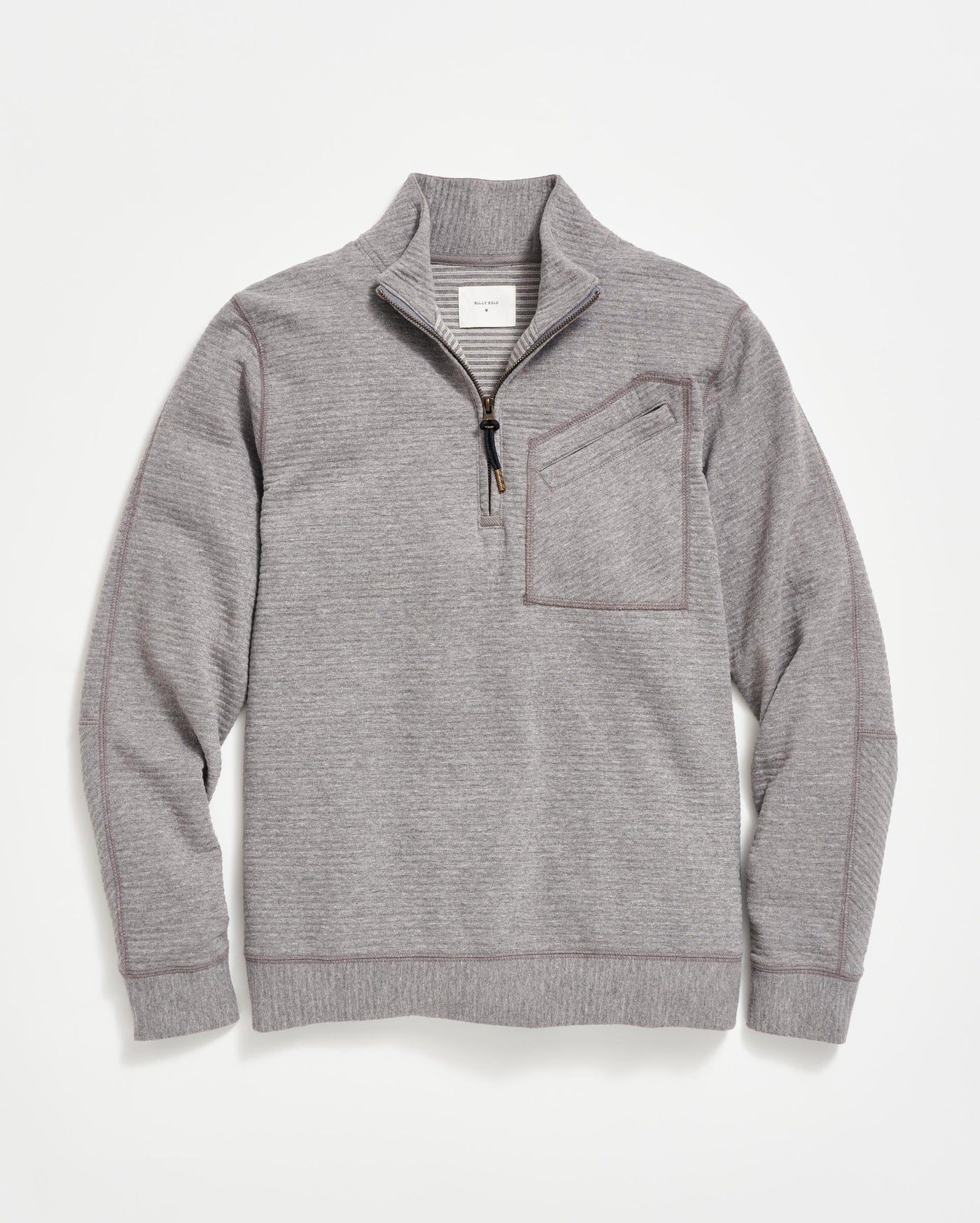 Quilted Half Zip in Medium Grey