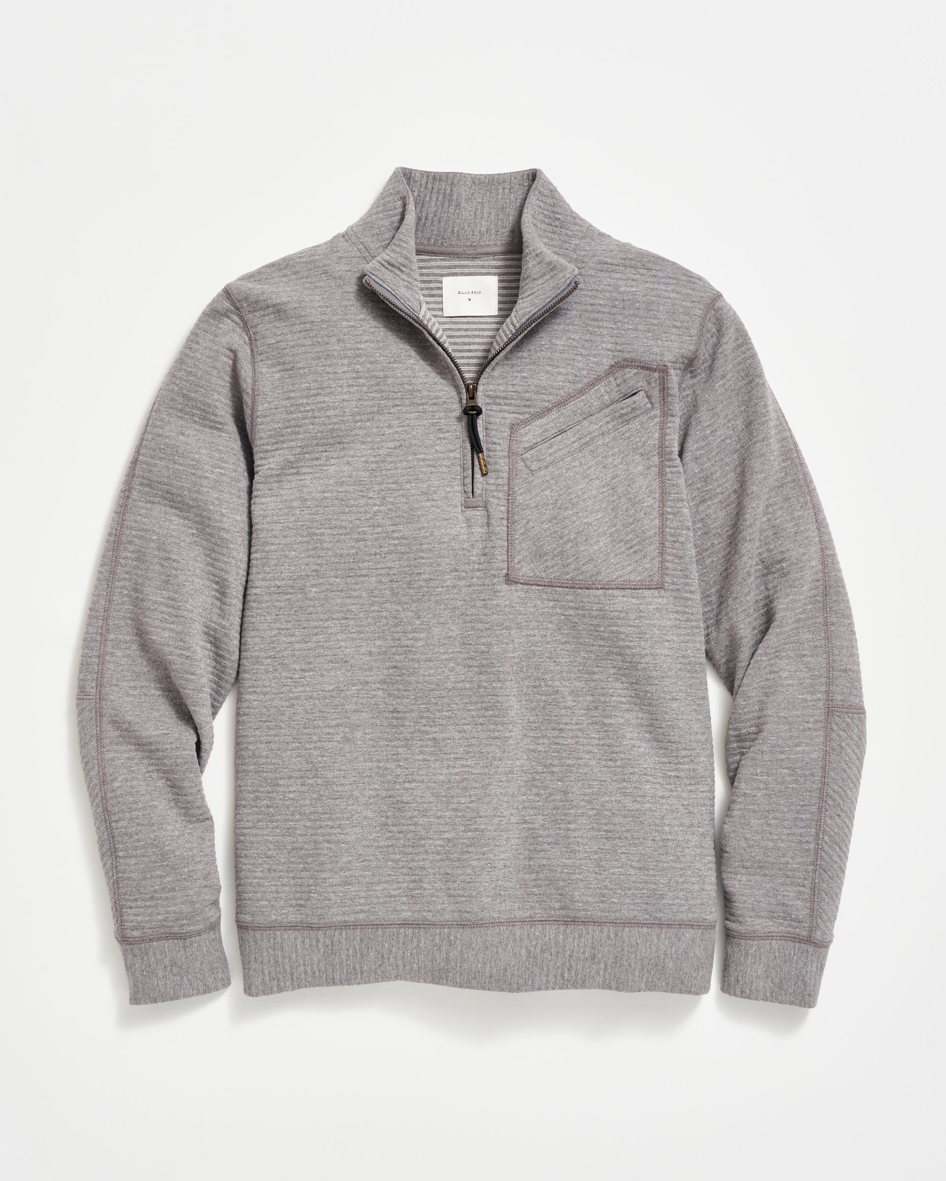 Quilted Half Zip in Medium Grey