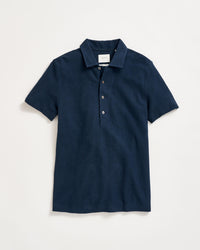 Hemp Cotton Twill Polo in Carbon Blue