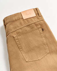 Cotton Linen 5 Pocket Pant in Dark Tan