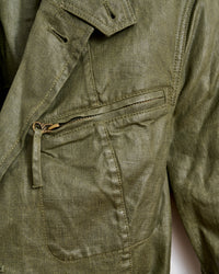 COATED LINEN HACKING JACKET