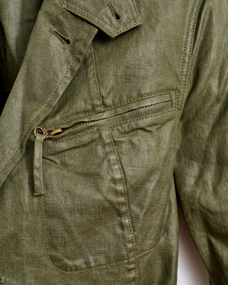 Coated Linen Hacking Jacket