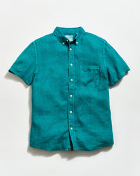 Teal short-sleeve shirt on a white background