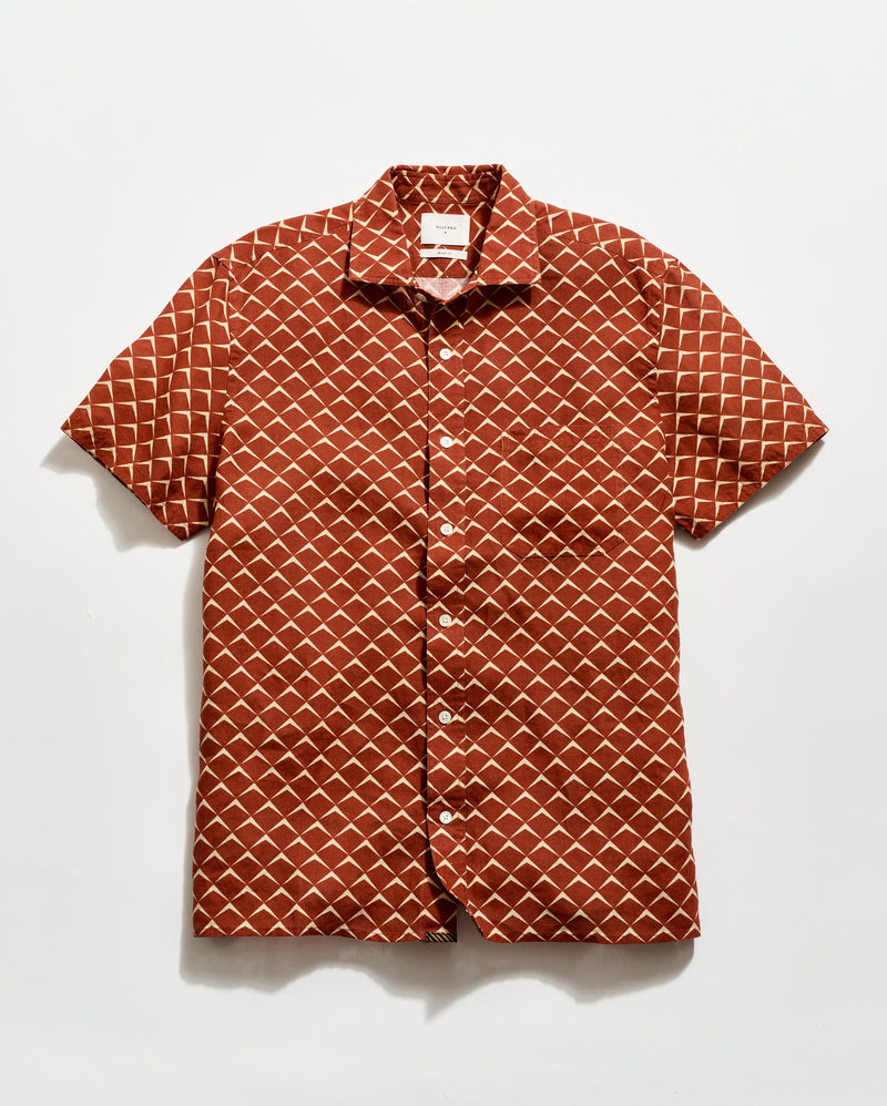 Short Sleeve Pagoda Tile Linen Treme Shirt