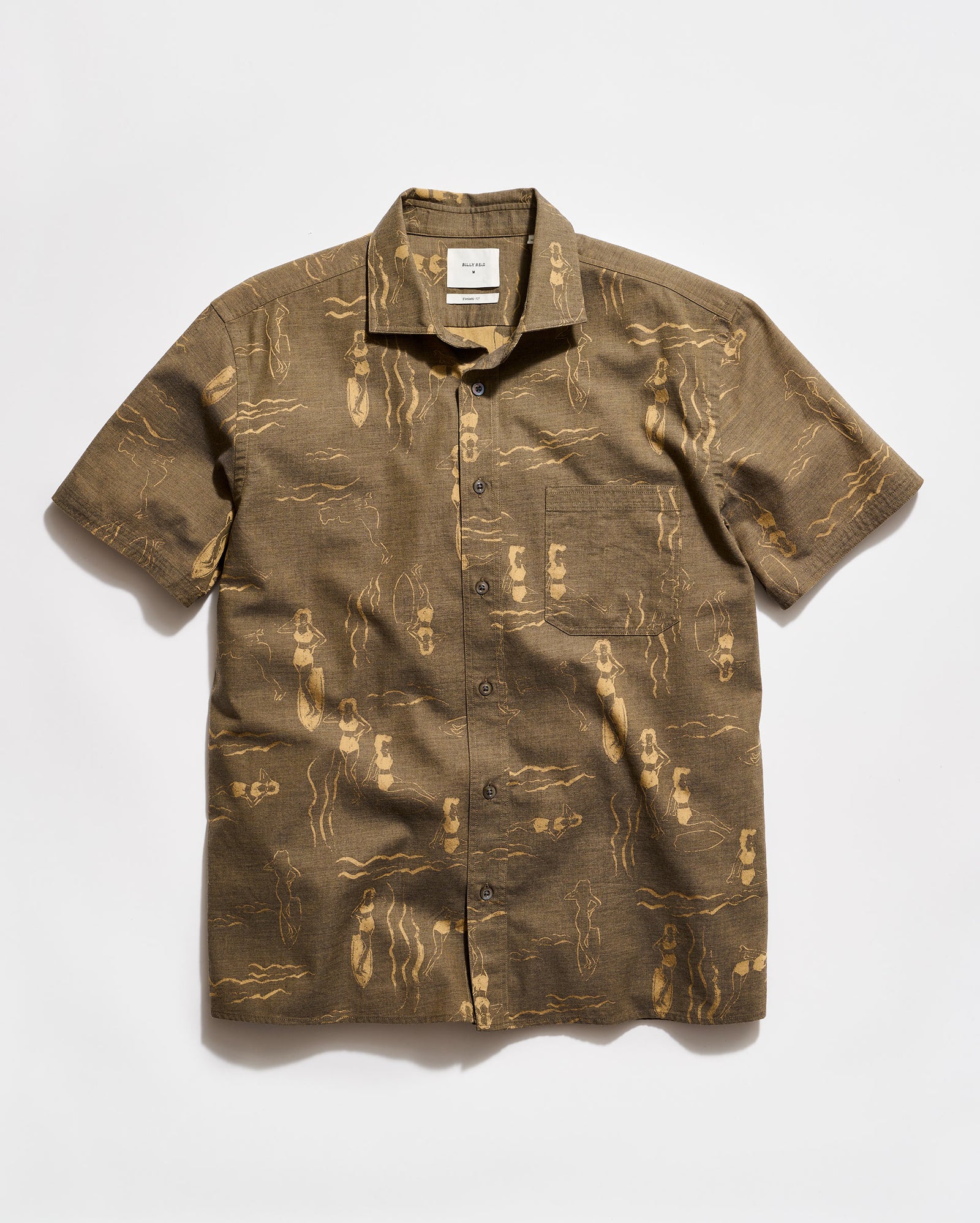 Brown patterned shirt on a white background