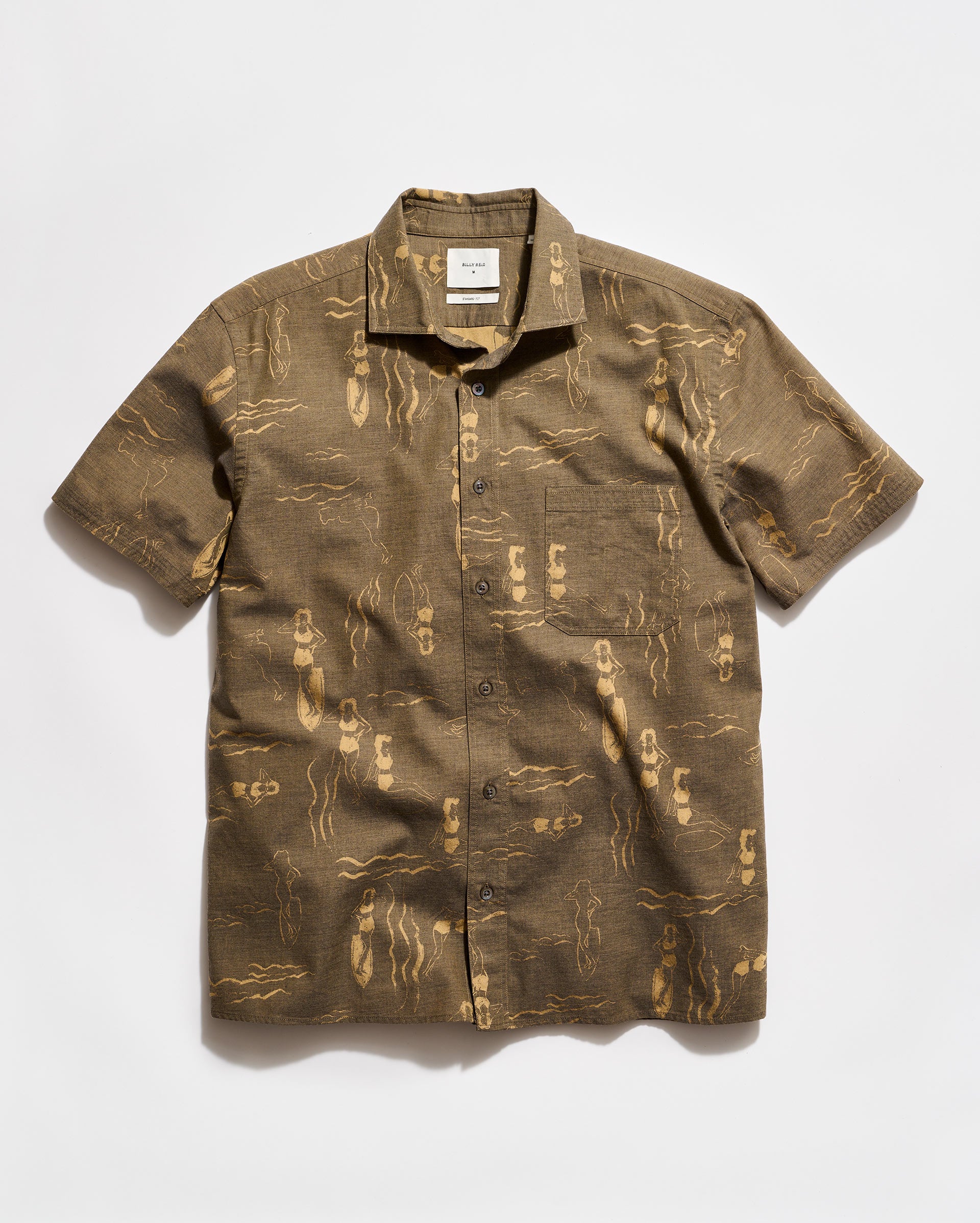 Brown patterned shirt on a white background