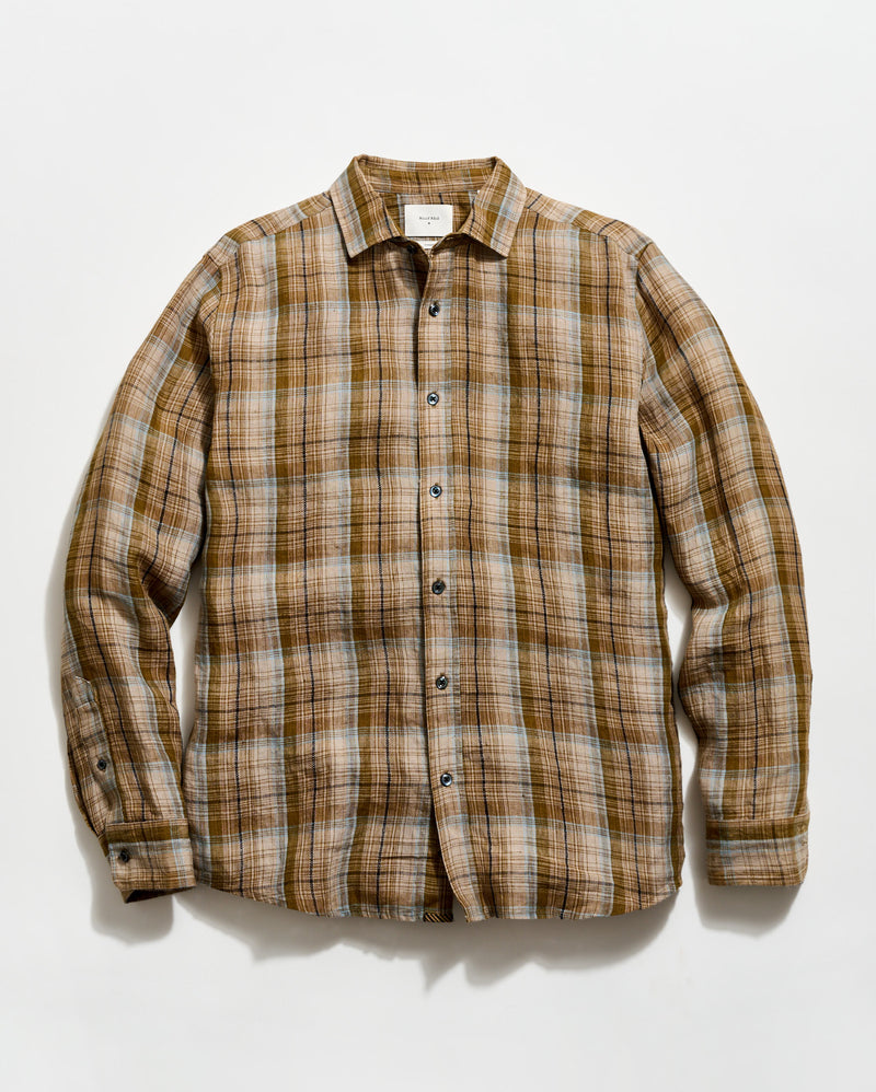 Dobby Plaid Linen Cedar Shirt