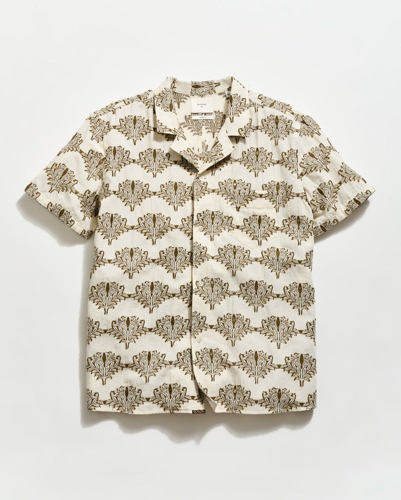 Short Sleeve Botanical Jacquard Camp Shirt