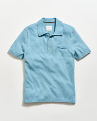 The Cotton Linen Sweater Polo in Sky Blue