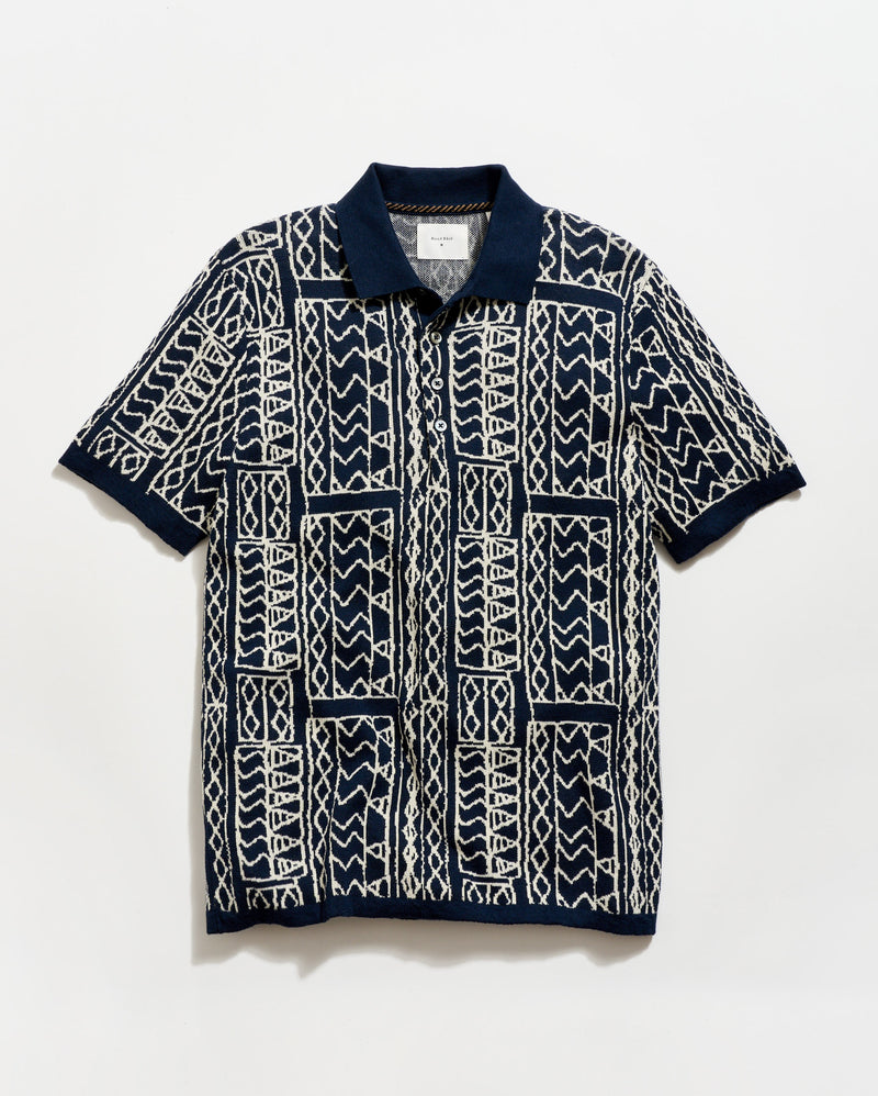 Geo Stitch Sweater Polo