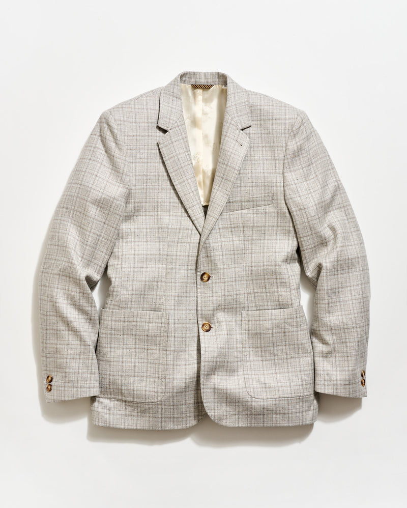 Textured Plaid Silk Wool Walton Jacket
