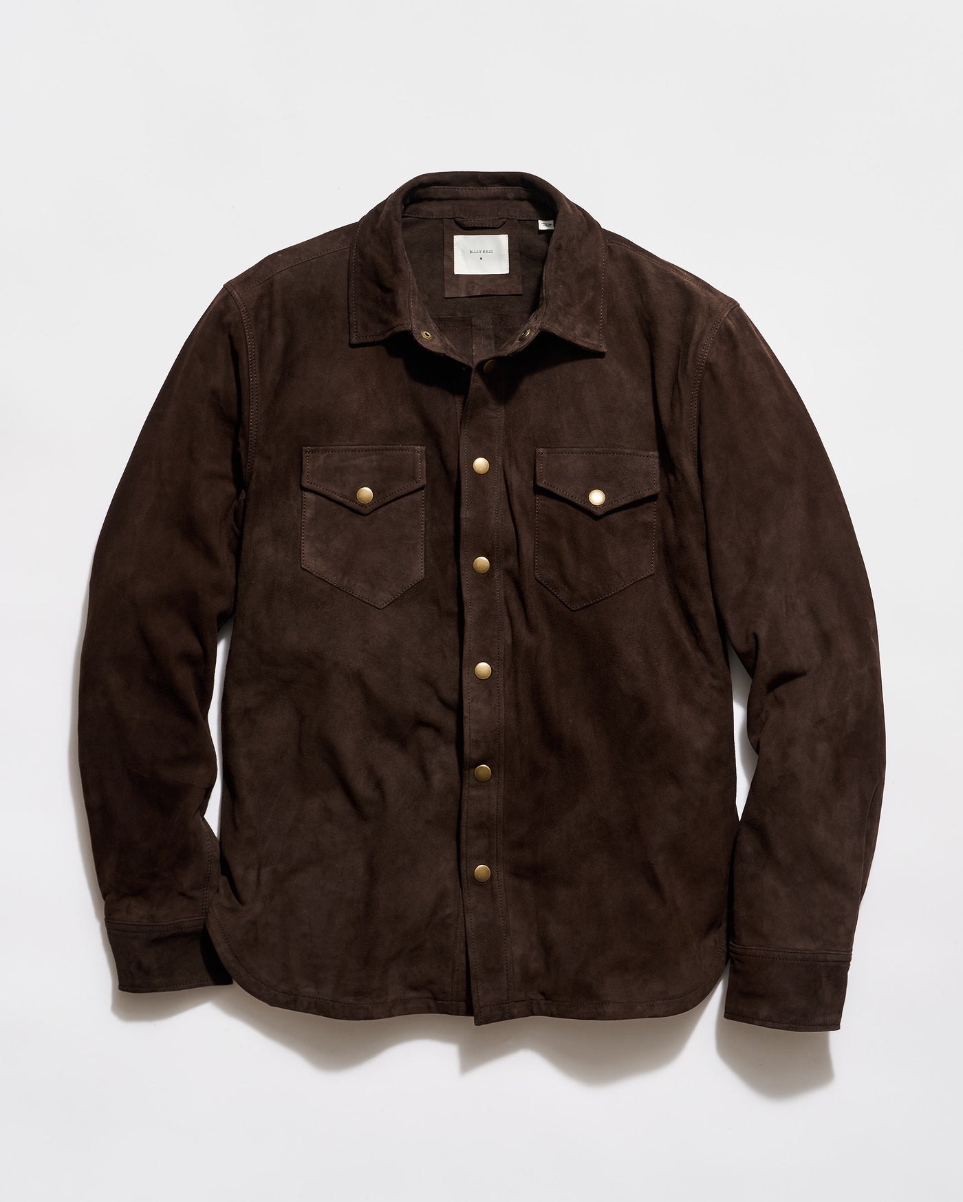 Brown jacket with button details on a white background