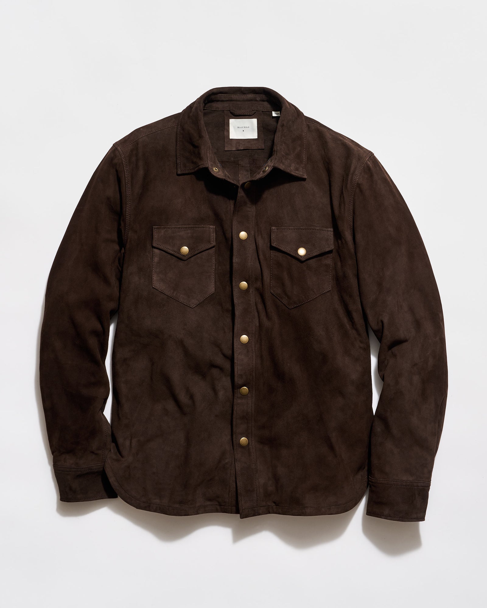 Brown jacket with button details on a white background