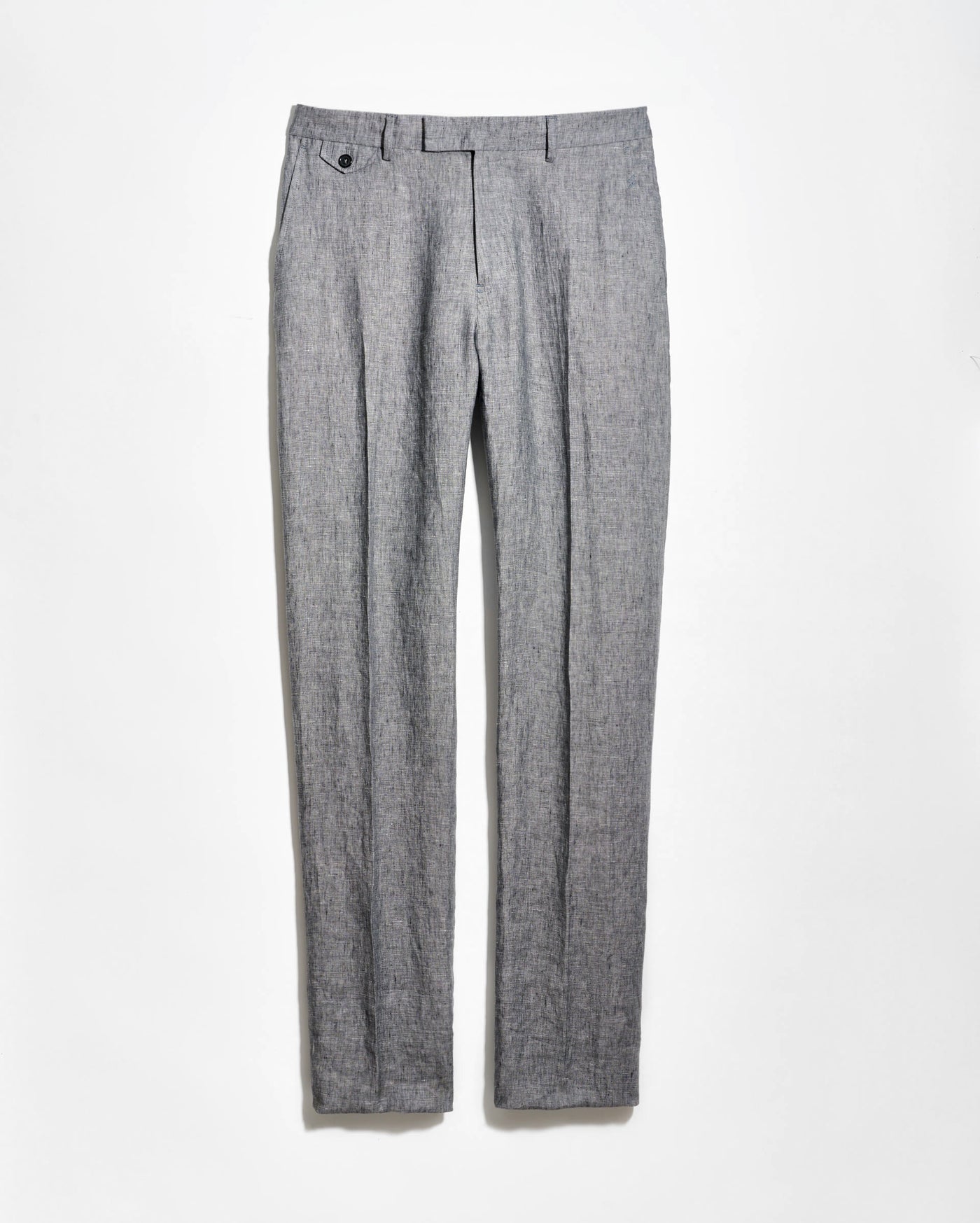 Gray pleated pants on a white background