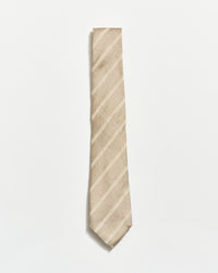 Beige striped tie on a white background
