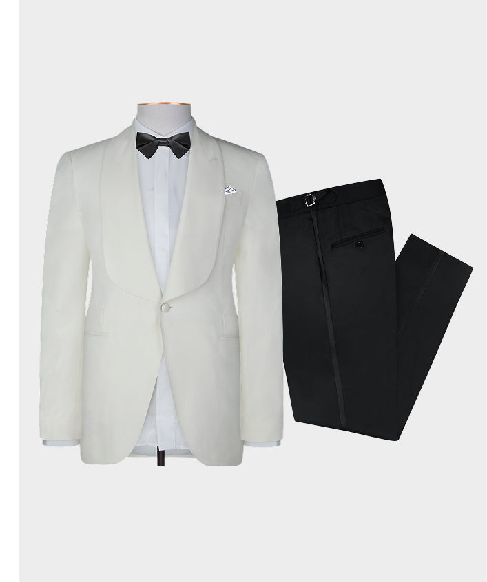 White Dinner Jacket & Black Tuxedo Pant